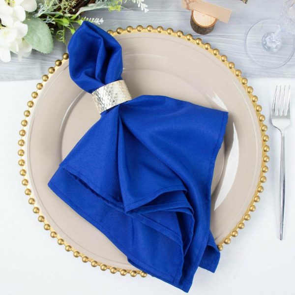 Commercial Grade Napkins |  5 Pack Royal Blue Premium Polyester Cloth Napkins with Hemmed Edges, Reusable Dinner Napkins 20″x20 – 220GSM