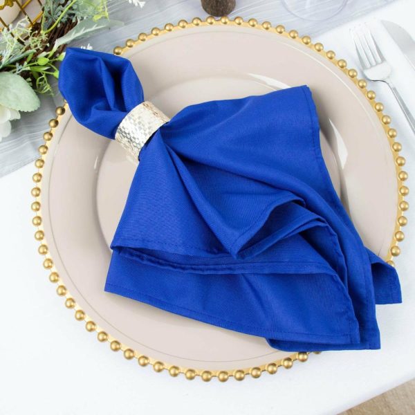 Commercial Grade Napkins |  5 Pack Royal Blue Premium Polyester Cloth Napkins with Hemmed Edges, Reusable Dinner Napkins 20″x20 – 220GSM