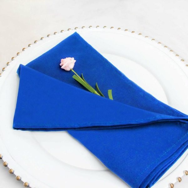 Commercial Grade Napkins |  5 Pack Royal Blue Premium Polyester Cloth Napkins with Hemmed Edges, Reusable Dinner Napkins 20″x20 – 220GSM