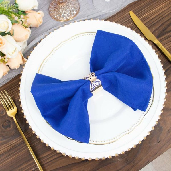 Commercial Grade Napkins |  5 Pack Royal Blue Premium Polyester Cloth Napkins with Hemmed Edges, Reusable Dinner Napkins 20″x20 – 220GSM