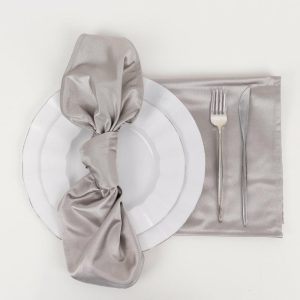 Commercial Grade Napkins |  5 Pack Shimmer Silver Premium Scuba Dinner Napkins, Wrinkle-Free Reusable Cloth Napkins – 20″x20″