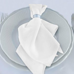 Commercial Grade Napkins |  5 Pack White Premium Scuba Cloth Napkins, Wrinkle-Free Reusable Dinner Napkins – 20″x20″