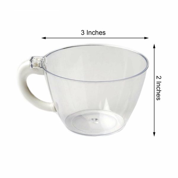 Disposable Flutes / Glasses / Cups |  12 Pack 6oz Disposable Hard Plastic Coffee Tea Cups With Handle