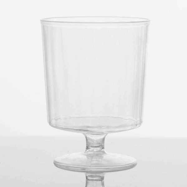 Disposable Flutes / Glasses / Cups |  12 Pack 8oz Clear Short Stem Plastic Wine Glasses, Disposable Wine Cups