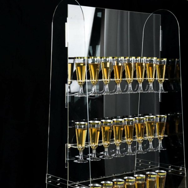 Disposable Flutes / Glasses / Cups |  5ft Clear Acrylic 5-Tier 40 Champagne Glass Holder Wall Stand, Wine Glass Standing Rack