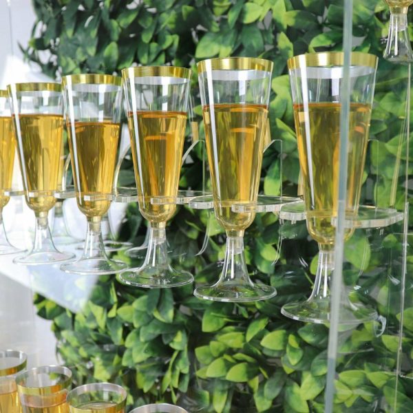 Disposable Flutes / Glasses / Cups |  5ft Clear Acrylic 5-Tier 40 Champagne Glass Holder Wall Stand, Wine Glass Standing Rack