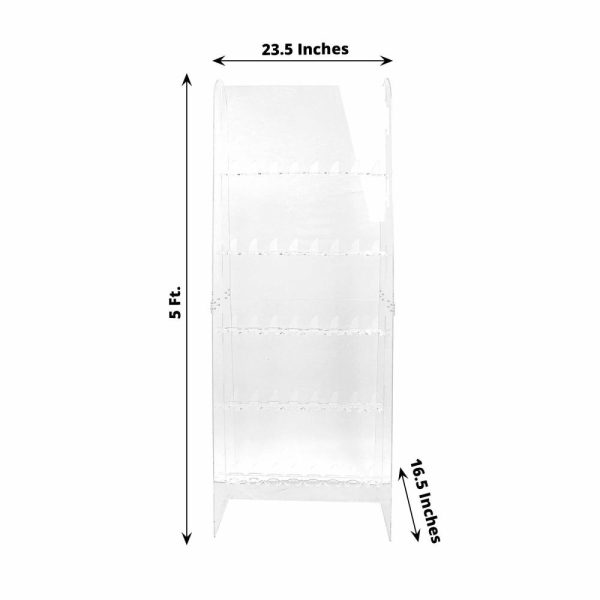 Disposable Flutes / Glasses / Cups |  5ft Clear Acrylic 5-Tier 40 Champagne Glass Holder Wall Stand, Wine Glass Standing Rack