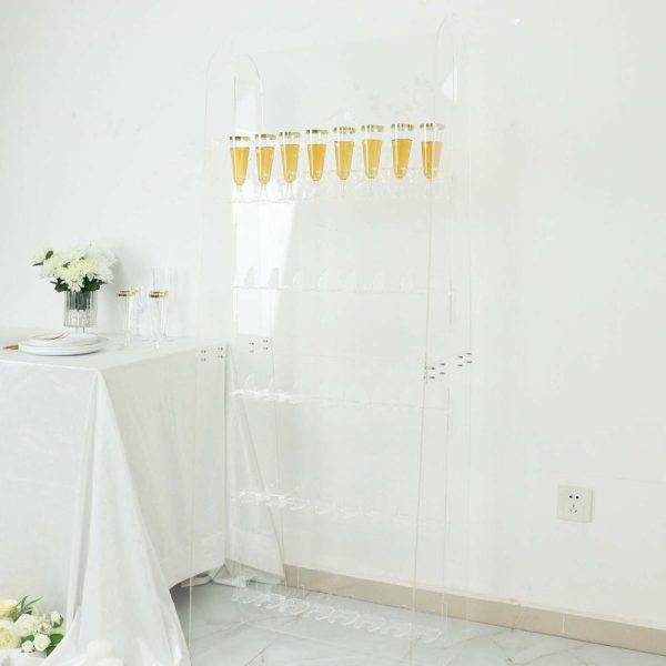 Disposable Flutes / Glasses / Cups |  5ft Clear Acrylic 5-Tier 40 Champagne Glass Holder Wall Stand, Wine Glass Standing Rack