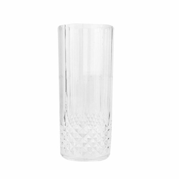 Disposable Flutes / Glasses / Cups |  6 Pack 14oz Clear Crystal Cut Reusable Plastic Cocktail Tumblers, Shatterproof Highball Drinking Glasses