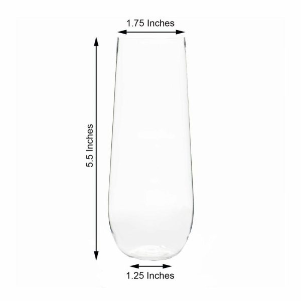 Disposable Flutes / Glasses / Cups |  6 Pack Clear 9oz Plastic Stemless Champagne Flutes Reusable Glasses For Champagne