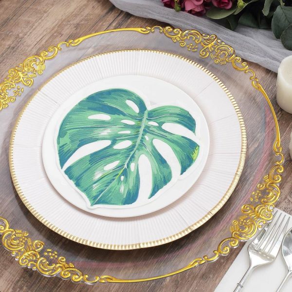 Disposable Runners & Napkins |  20 Pack Green Tropical Leaf Cocktail Paper Napkins, Disposable Party Napkins