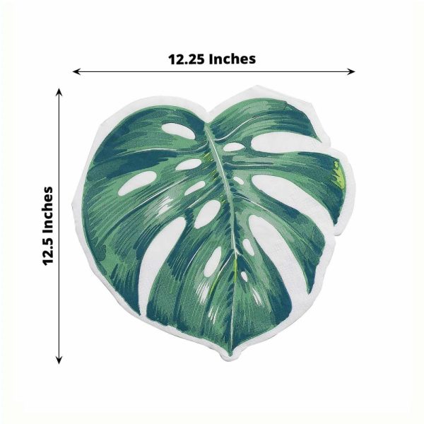 Disposable Runners & Napkins |  20 Pack Green Tropical Leaf Cocktail Paper Napkins, Disposable Party Napkins