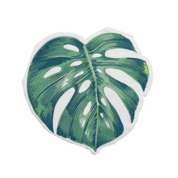 Disposable Runners & Napkins |  20 Pack Green Tropical Leaf Cocktail Paper Napkins, Disposable Party Napkins