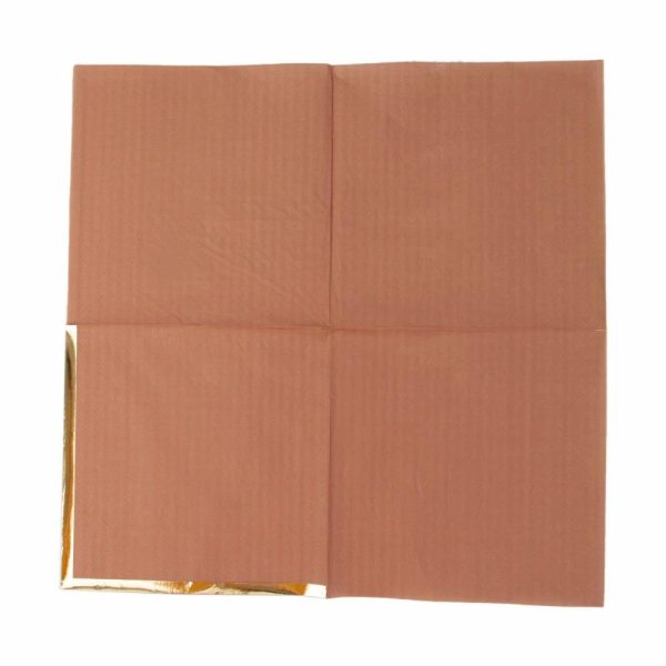 Disposable Runners & Napkins |  50 Pack Terracotta (Rust) Soft 2 Ply Disposable Cocktail Napkins with Gold Foil Edge, Paper Beverage Napkins – 6.5″x6.5″