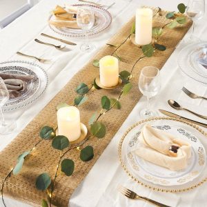 Disposable Runners & Napkins |  9ft Gold Glamorous Geometric Print Table Runner, Disposable Paper Table Runner