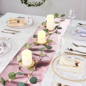 Disposable Runners & Napkins |  9ft Rose Gold Glamorous Column Print Table Runner, Disposable Paper Table Runner