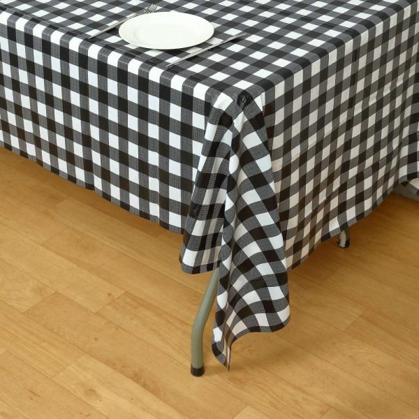 Disposable Tablecloth Collection |  5 Pack Black Checkered Rectangle Plastic Table Covers, 54″x108″ PVC Waterproof Disposable Tablecloths