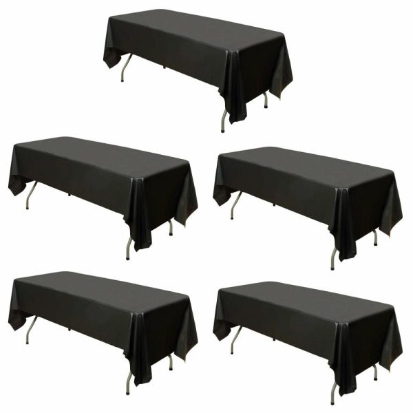 Disposable Tablecloth Collection |  5 Pack Black Rectangle Plastic Table Covers, 54″x108″ PVC Waterproof Disposable Tablecloths