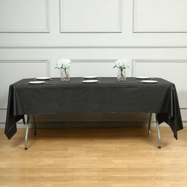 Disposable Tablecloth Collection |  5 Pack Black Rectangle Plastic Table Covers, 54″x108″ PVC Waterproof Disposable Tablecloths