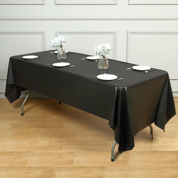 Disposable Tablecloth Collection |  5 Pack Black Rectangle Plastic Table Covers, 54″x108″ PVC Waterproof Disposable Tablecloths