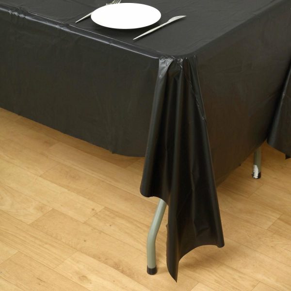 Disposable Tablecloth Collection |  5 Pack Black Rectangle Plastic Table Covers, 54″x108″ PVC Waterproof Disposable Tablecloths