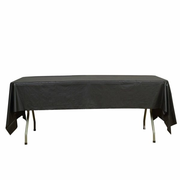 Disposable Tablecloth Collection |  5 Pack Black Rectangle Plastic Table Covers, 54″x108″ PVC Waterproof Disposable Tablecloths