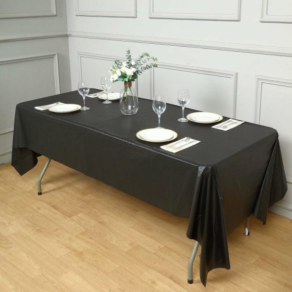 Disposable Tablecloth Collection |  5 Pack Black Rectangle Plastic Table Covers, 54″x108″ PVC Waterproof Disposable Tablecloths