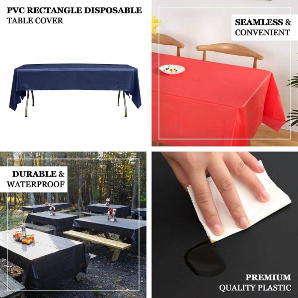 Disposable Tablecloth Collection |  5 Pack Black Rectangle Plastic Table Covers, 54″x108″ PVC Waterproof Disposable Tablecloths