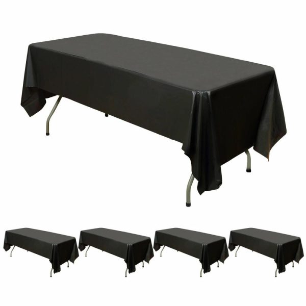 Disposable Tablecloth Collection |  5 Pack Black Rectangle Plastic Table Covers, 54″x108″ PVC Waterproof Disposable Tablecloths