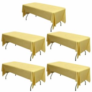 Disposable Tablecloth Collection |  5 Pack Gold Rectangle Plastic Table Covers, 54″x108″ PVC Waterproof Disposable Tablecloths