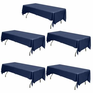 Disposable Tablecloth Collection |  5 Pack Navy Blue Rectangle Plastic Table Covers, 54″x108″ PVC Waterproof Disposable Tablecloths