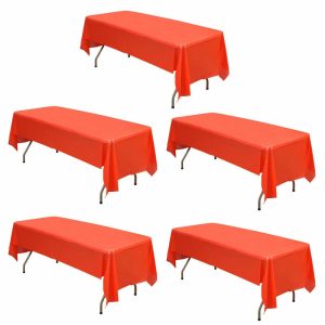 Disposable Tablecloth Collection |  5 Pack Red Rectangle Plastic Table Covers, 54″x108″ PVC Waterproof Disposable Tablecloths