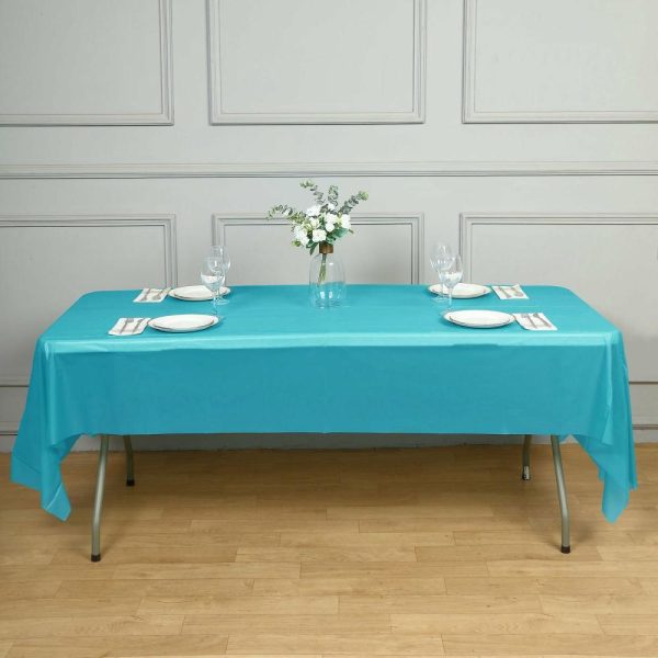 Disposable Tablecloth Collection |  5 Pack Turquoise Rectangle Plastic Table Covers, 54″x108″ PVC Waterproof Disposable Tablecloths