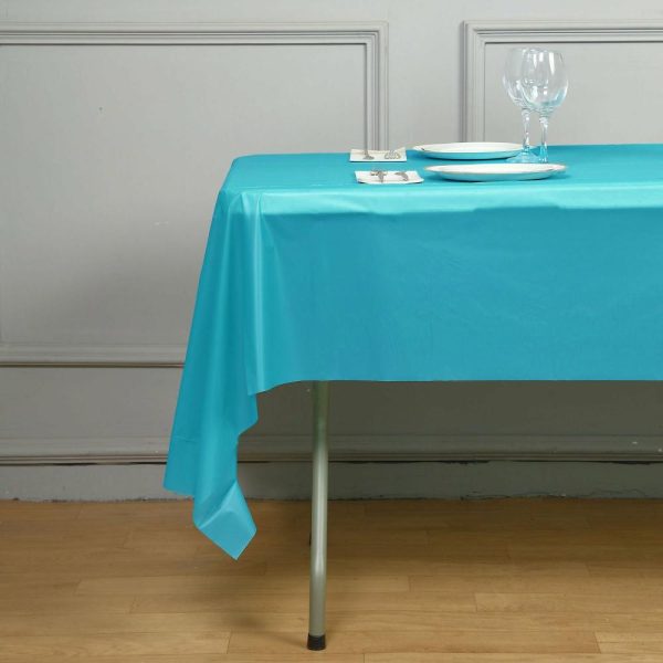 Disposable Tablecloth Collection |  5 Pack Turquoise Rectangle Plastic Table Covers, 54″x108″ PVC Waterproof Disposable Tablecloths