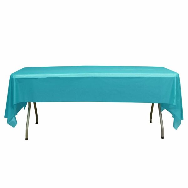 Disposable Tablecloth Collection |  5 Pack Turquoise Rectangle Plastic Table Covers, 54″x108″ PVC Waterproof Disposable Tablecloths