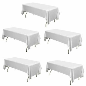 Disposable Tablecloth Collection |  5 Pack White Rectangle Plastic Table Covers, 54″x108″ PVC Waterproof Disposable Tablecloths