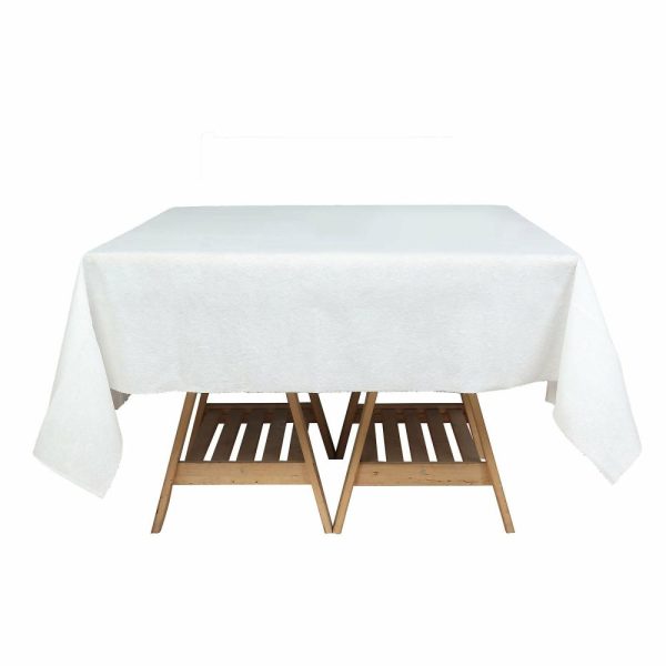 Disposable Tablecloth Collection |  5 Pack White Square Plastic Table Covers in Lace Design, 65″x65″ PVC Waterproof Disposable Tablecloths