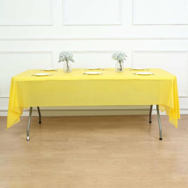 Disposable Tablecloth Collection |  5 Pack Yellow Rectangle Plastic Table Covers, 54″x108″ PVC Waterproof Disposable Tablecloths