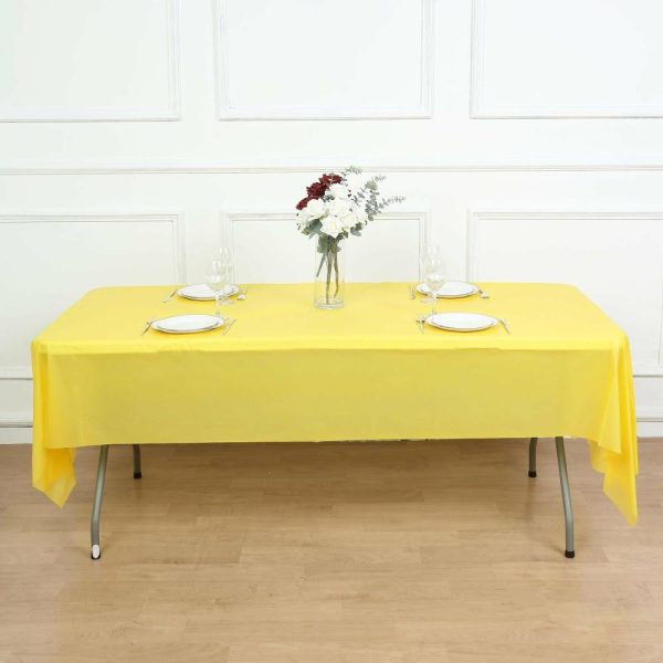 Disposable Tablecloth Collection |  5 Pack Yellow Rectangle Plastic Table Covers, 54″x108″ PVC Waterproof Disposable Tablecloths