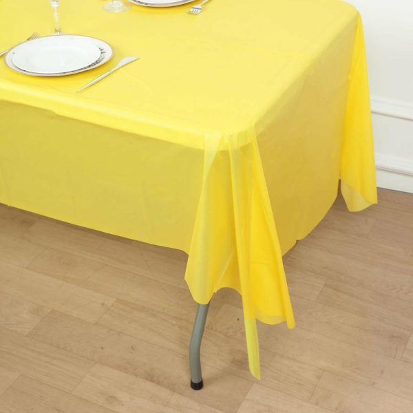 Disposable Tablecloth Collection |  5 Pack Yellow Rectangle Plastic Table Covers, 54″x108″ PVC Waterproof Disposable Tablecloths