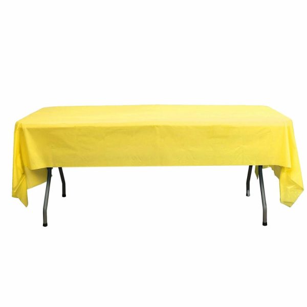 Disposable Tablecloth Collection |  5 Pack Yellow Rectangle Plastic Table Covers, 54″x108″ PVC Waterproof Disposable Tablecloths