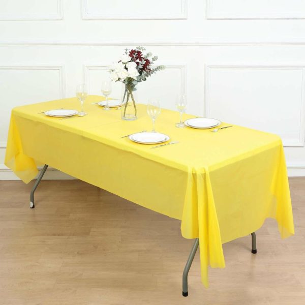 Disposable Tablecloth Collection |  5 Pack Yellow Rectangle Plastic Table Covers, 54″x108″ PVC Waterproof Disposable Tablecloths