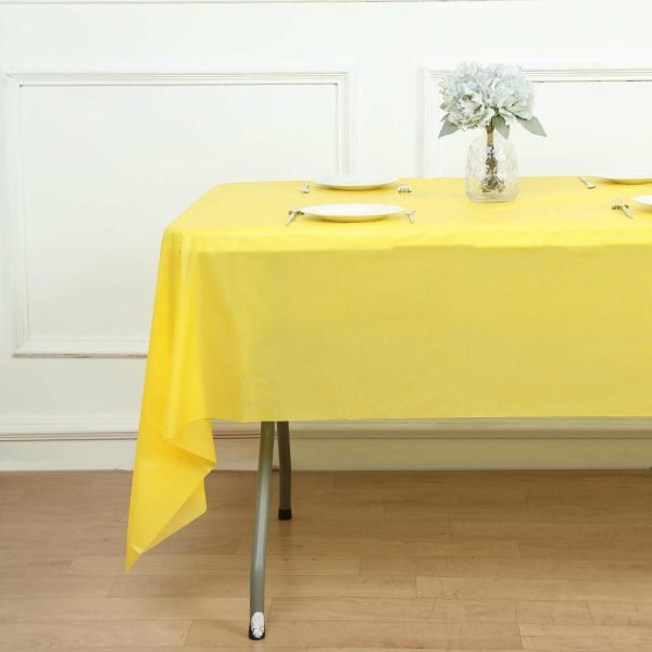 Disposable Tablecloth Collection |  5 Pack Yellow Rectangle Plastic Table Covers, 54″x108″ PVC Waterproof Disposable Tablecloths