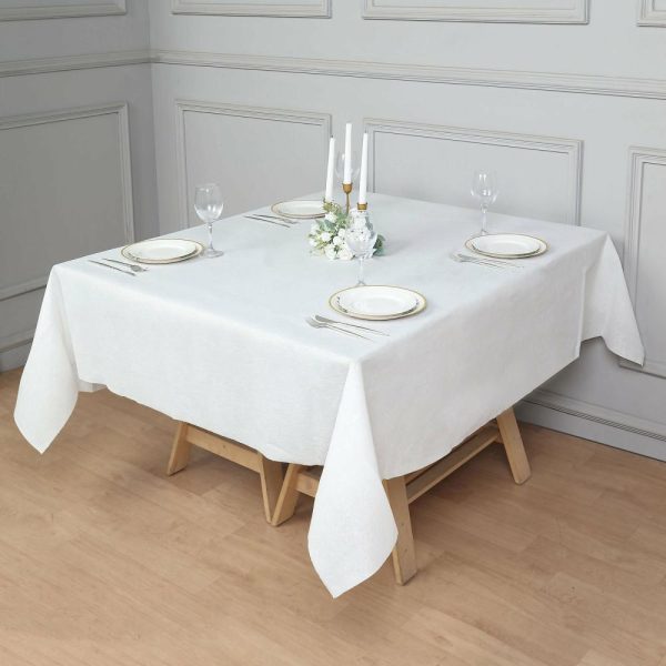 Disposable Tablecloth Collection |  70″x70″ White Airlaid Paper Tablecloth, Soft Linen-Feel Disposable Square Tablecloth