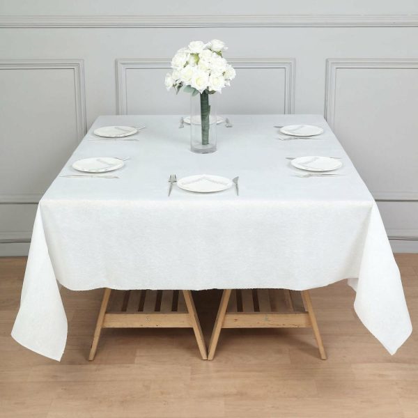 Disposable Tablecloth Collection |  70″x70″ White Airlaid Paper Tablecloth, Soft Linen-Feel Disposable Square Tablecloth