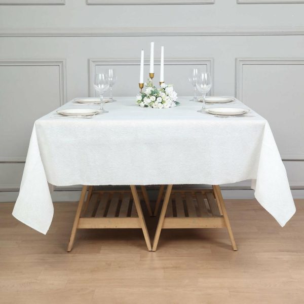 Disposable Tablecloth Collection |  70″x70″ White Airlaid Paper Tablecloth, Soft Linen-Feel Disposable Square Tablecloth