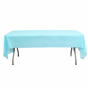 Disposable Tablecloth Collection |  Serenity Blue Rectangle Plastic Table Cover, 54″x108″ PVC Waterproof Disposable Tablecloth