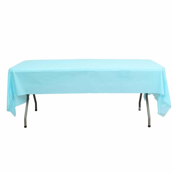 Disposable Tablecloth Collection |  Serenity Blue Rectangle Plastic Table Cover, 54″x108″ PVC Waterproof Disposable Tablecloth