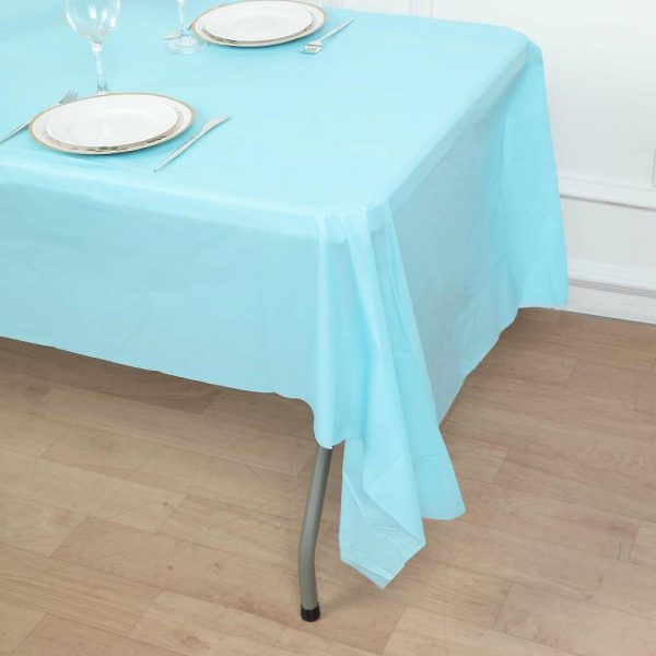 Disposable Tablecloth Collection |  Serenity Blue Rectangle Plastic Table Cover, 54″x108″ PVC Waterproof Disposable Tablecloth