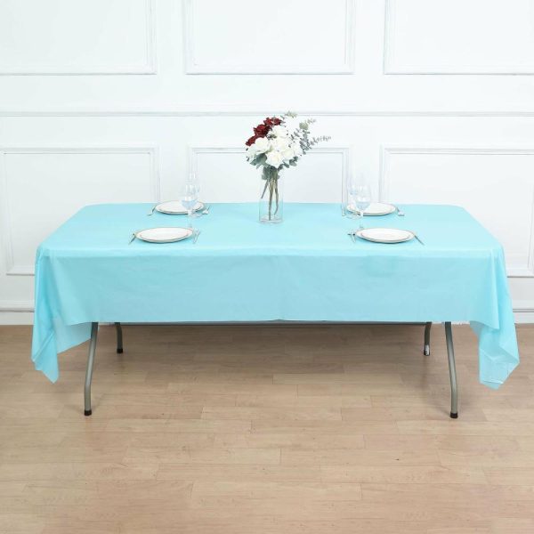 Disposable Tablecloth Collection |  Serenity Blue Rectangle Plastic Table Cover, 54″x108″ PVC Waterproof Disposable Tablecloth